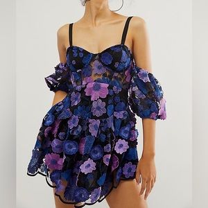 For Love & Lemons Prato Mini Dress Black Multi